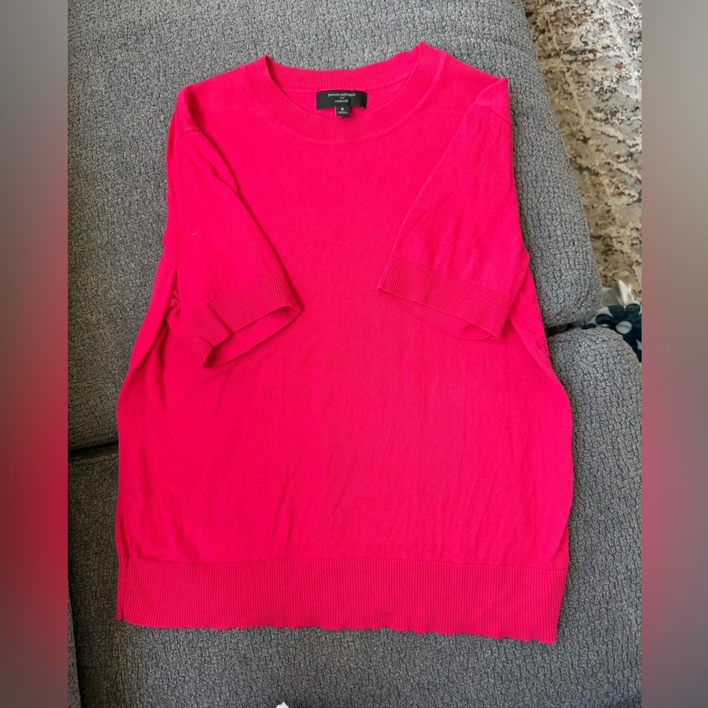 Banana Republic Bright Pink Short Sleeve Sweater